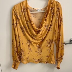 Fate Women's Golden Floral Drape Blouse